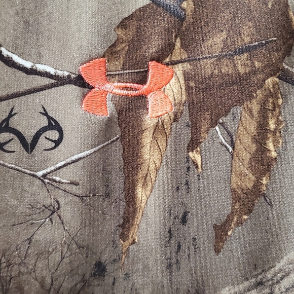 Under Armour Woodland Camo Hoodie with Bright Orange Trim. I - Picture 3 of 5